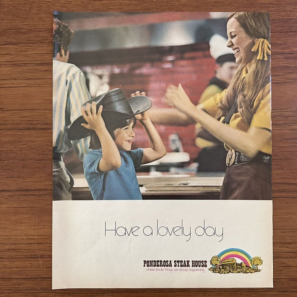 Vintage 1971 Magazine Ad Ponderosa Steak House Have A Lovely Day